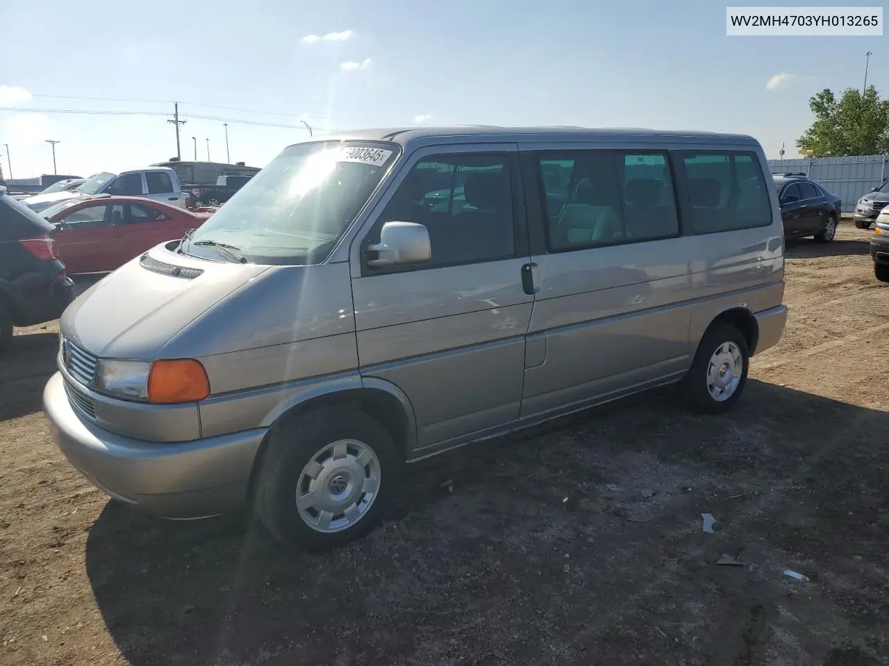 2000 Volkswagen Eurovan Mv VIN: WV2MH4703YH013265 Lot: 59003645
