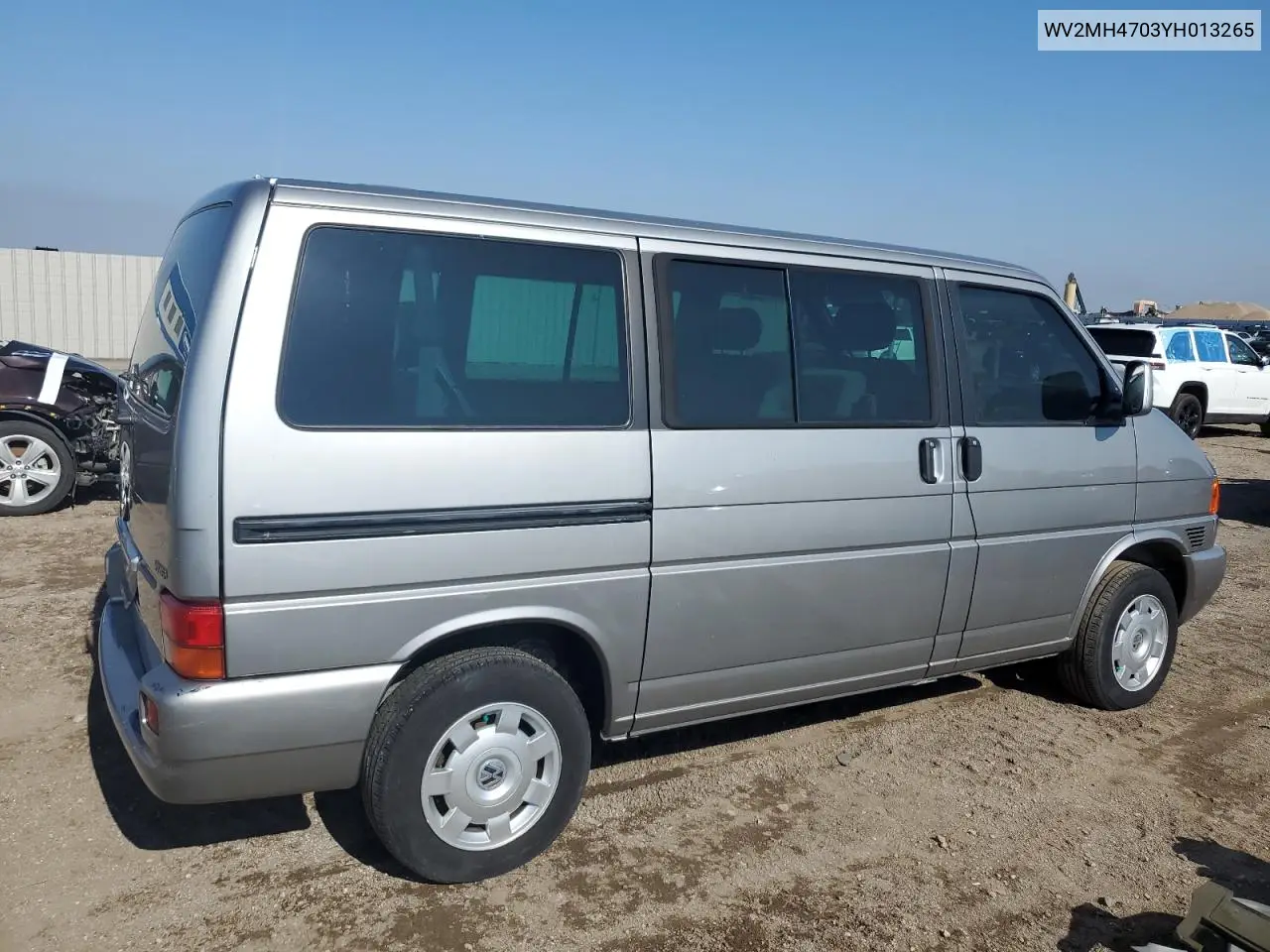 2000 Volkswagen Eurovan Mv VIN: WV2MH4703YH013265 Lot: 59003645
