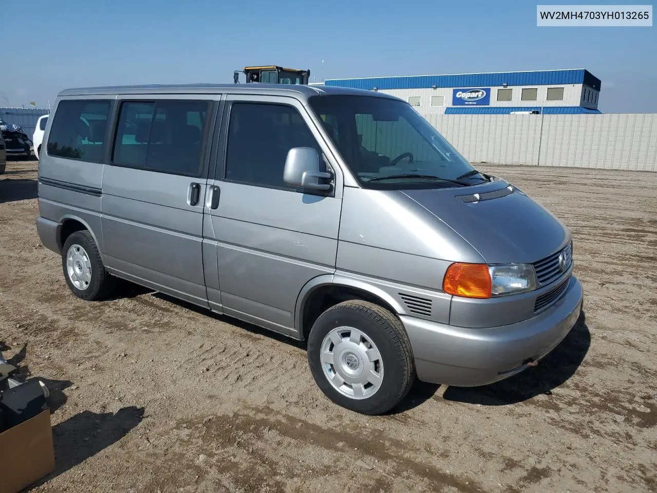2000 Volkswagen Eurovan Mv VIN: WV2MH4703YH013265 Lot: 59003645
