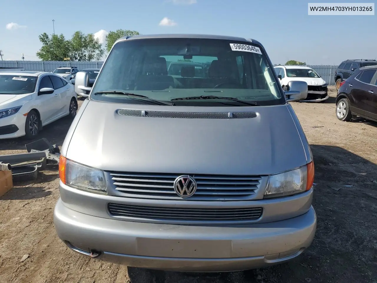 2000 Volkswagen Eurovan Mv VIN: WV2MH4703YH013265 Lot: 59003645