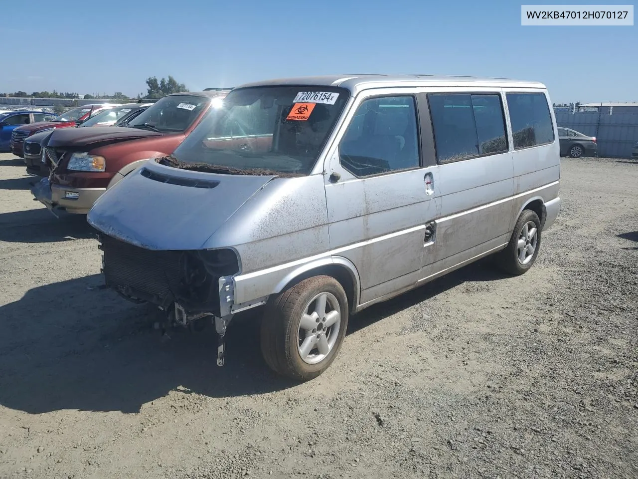 2002 Volkswagen Eurovan Gls VIN: WV2KB47012H070127 Lot: 72076154