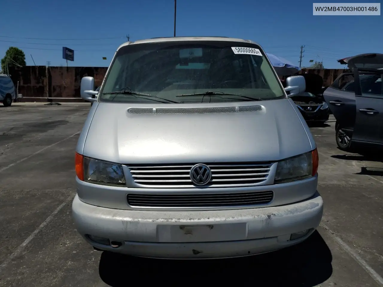2003 Volkswagen Eurovan Mv VIN: WV2MB47003H001486 Lot: 58000665