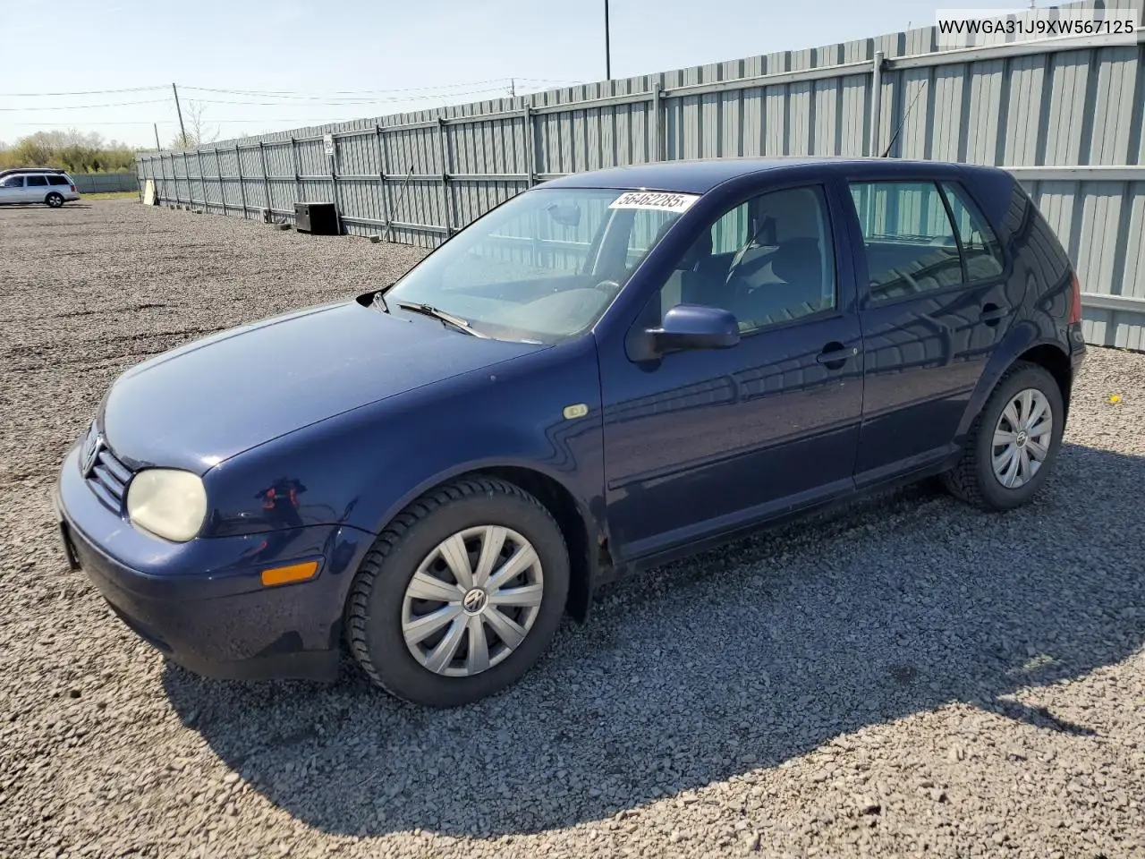 1999 Volkswagen Golf Gls VIN: WVWGA31J9XW567125 Lot: 56462285