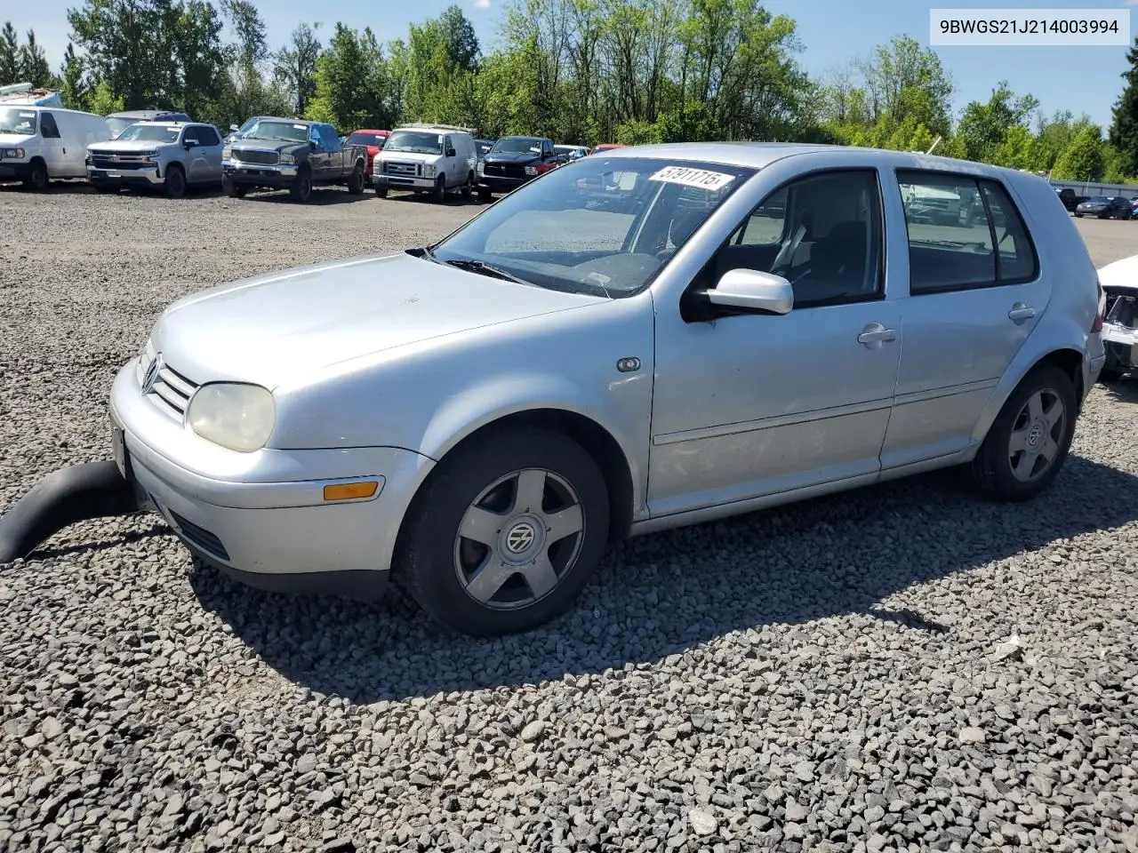 2001 Volkswagen Golf Gls VIN: 9BWGS21J214003994 Lot: 57911715