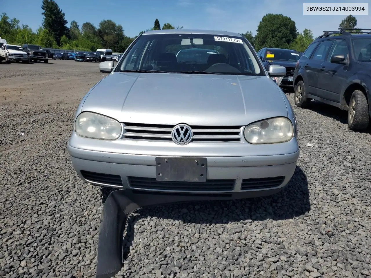 2001 Volkswagen Golf Gls VIN: 9BWGS21J214003994 Lot: 57911715