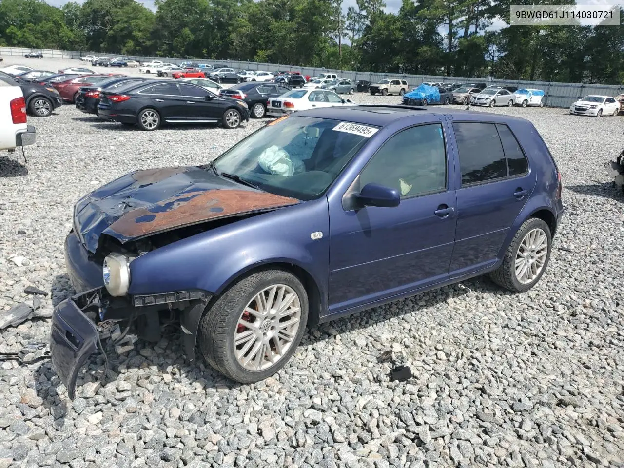 2001 Volkswagen Golf Gls VIN: 9BWGD61J114030721 Lot: 61369495