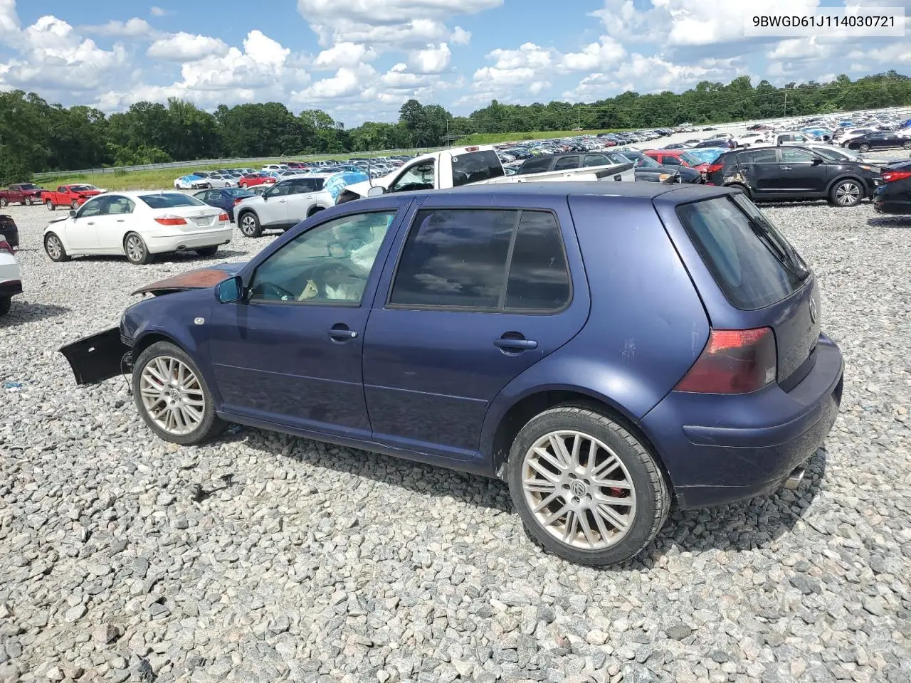 2001 Volkswagen Golf Gls VIN: 9BWGD61J114030721 Lot: 61369495