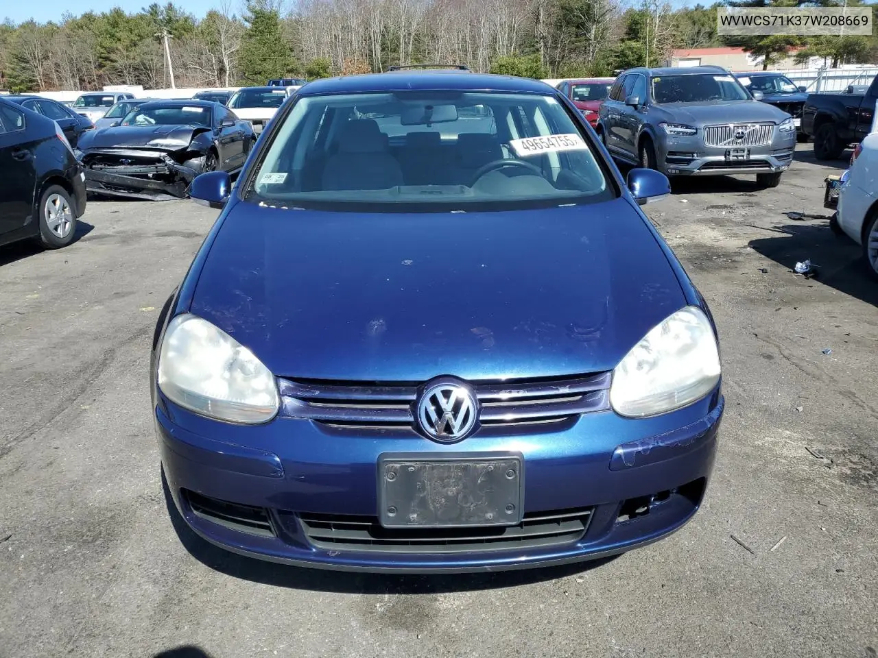 2007 Volkswagen Rabbit VIN: WVWCS71K37W208669 Lot: 49654755