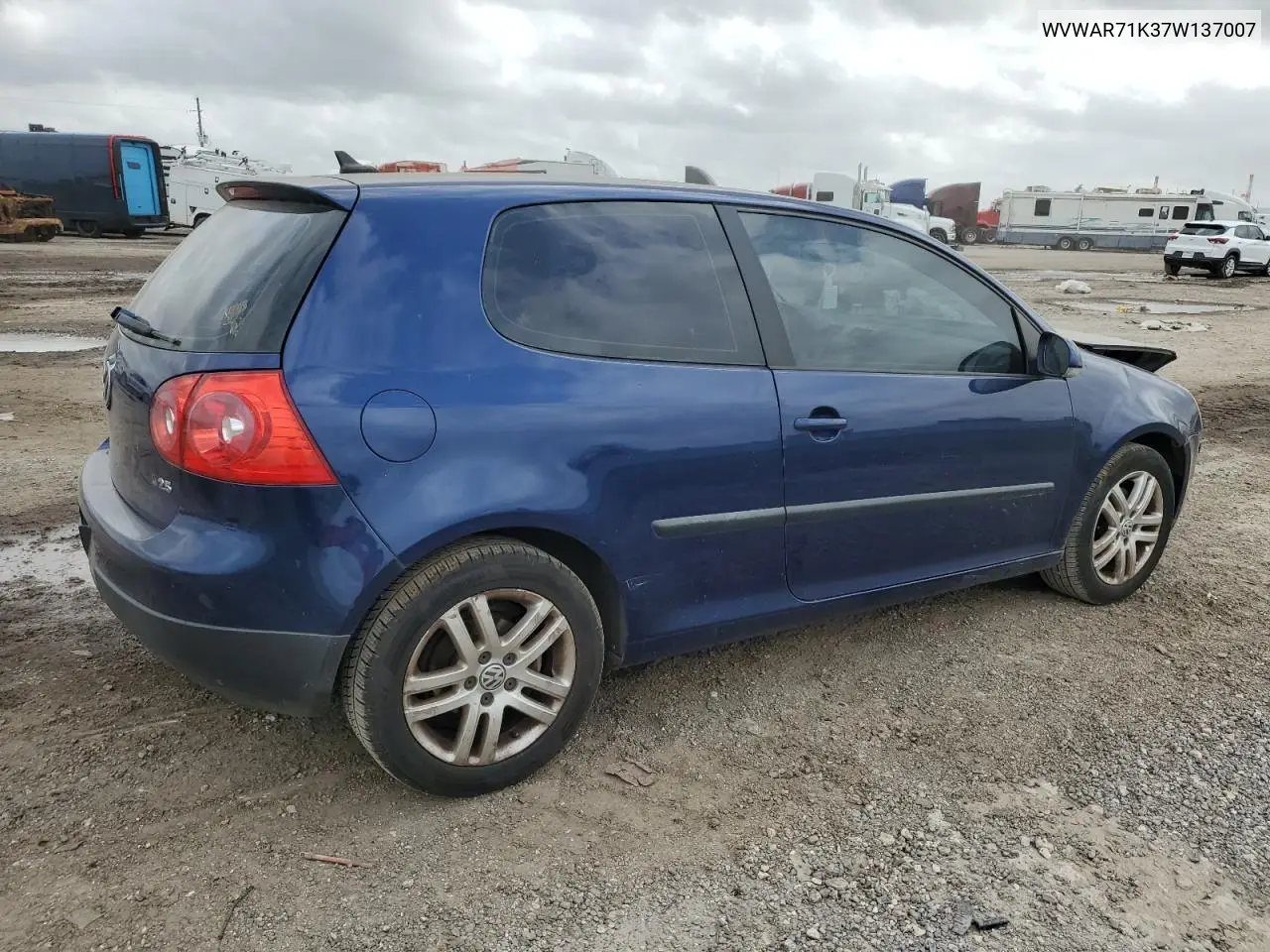 2007 Volkswagen Rabbit VIN: WVWAR71K37W137007 Lot: 51603935