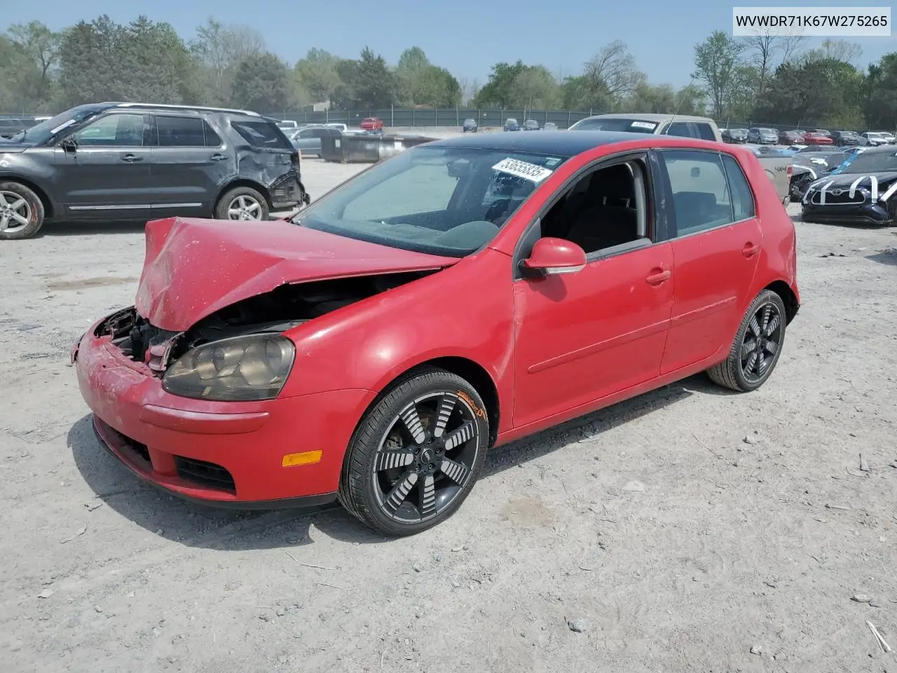 2007 Volkswagen Rabbit VIN: WVWDR71K67W275265 Lot: 53655835