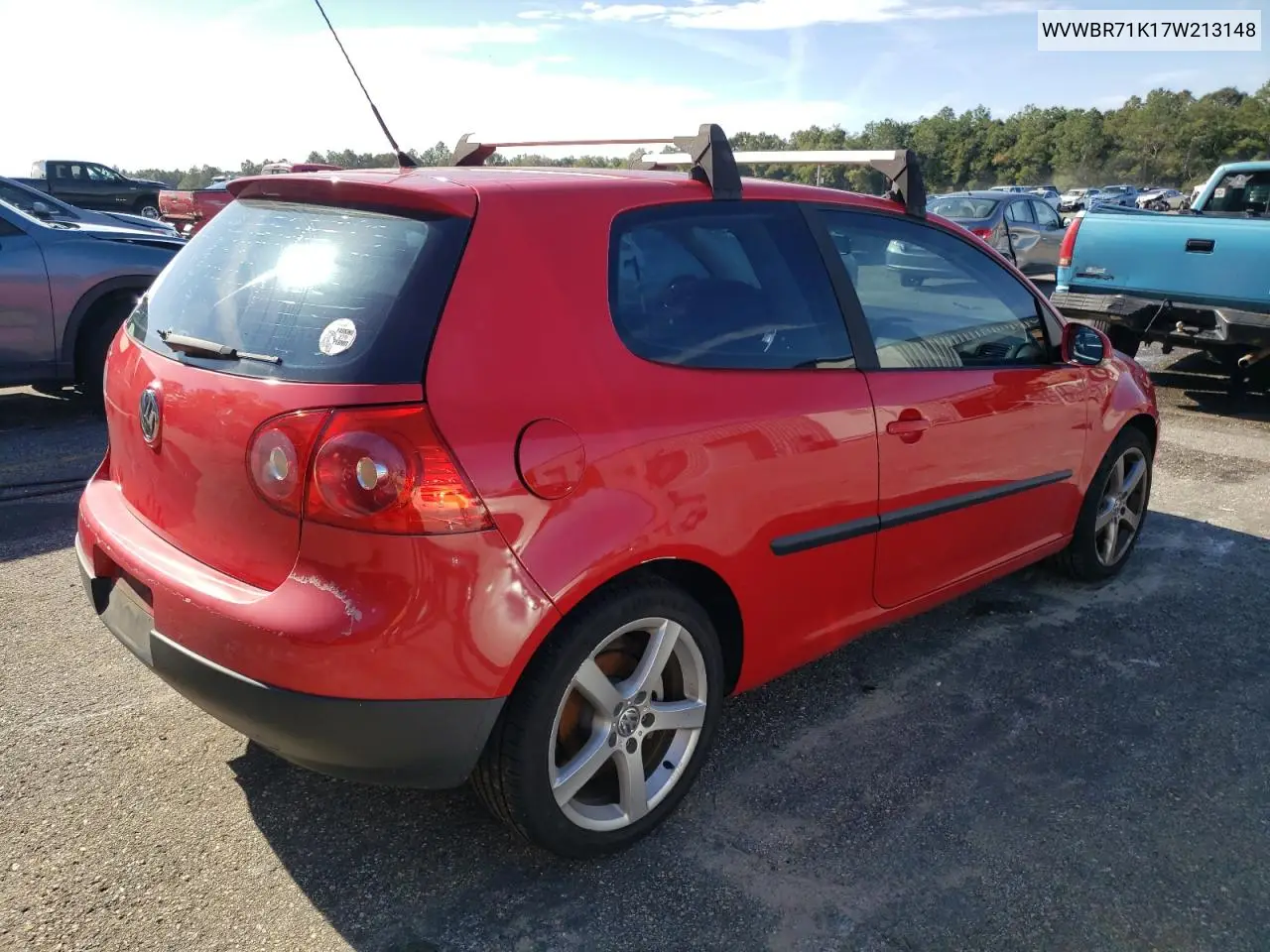 2007 Volkswagen Rabbit VIN: WVWBR71K17W213148 Lot: 54063985