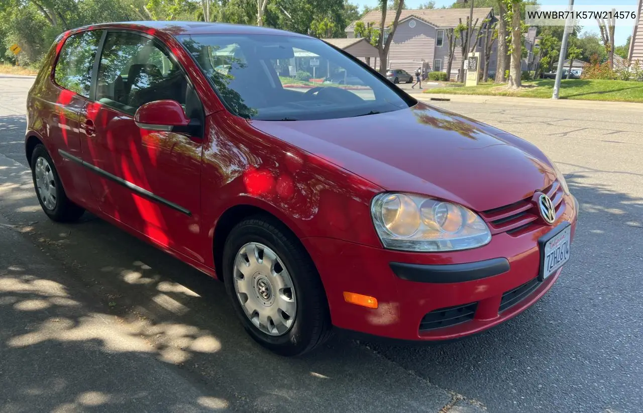 2007 Volkswagen Rabbit VIN: WVWBR71K57W214576 Lot: 55692465