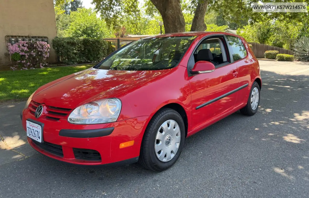 2007 Volkswagen Rabbit VIN: WVWBR71K57W214576 Lot: 55692465