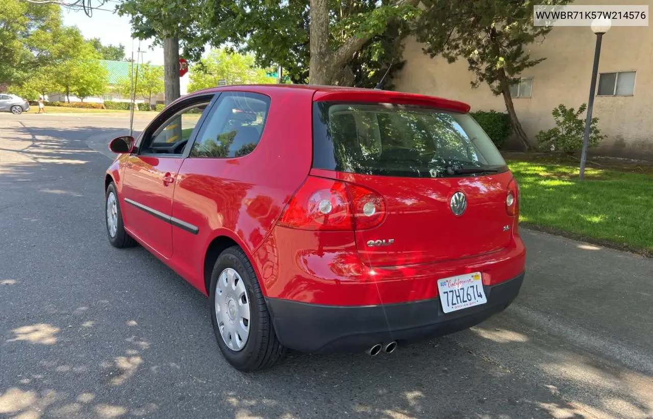 2007 Volkswagen Rabbit VIN: WVWBR71K57W214576 Lot: 55692465