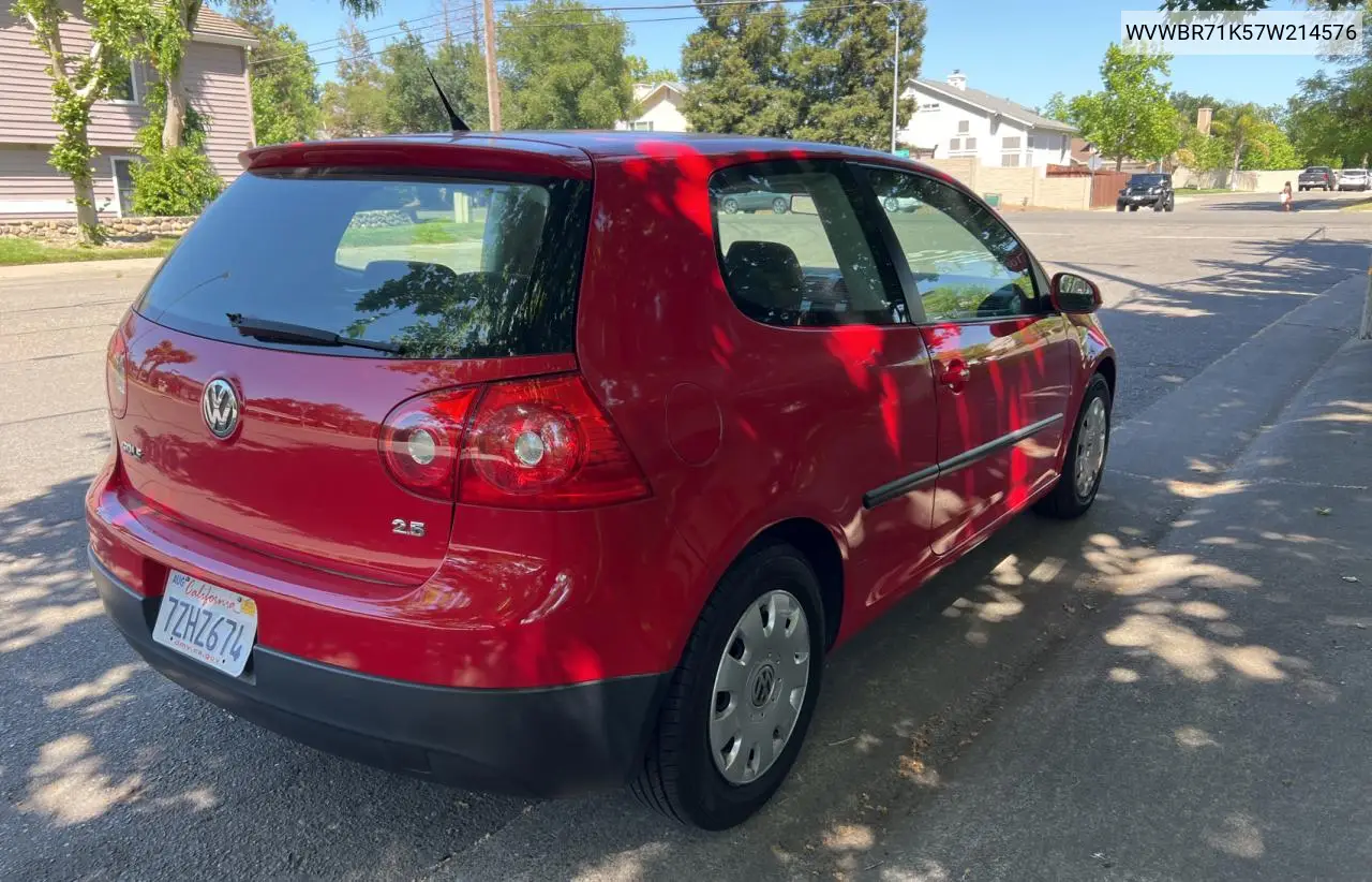2007 Volkswagen Rabbit VIN: WVWBR71K57W214576 Lot: 55692465