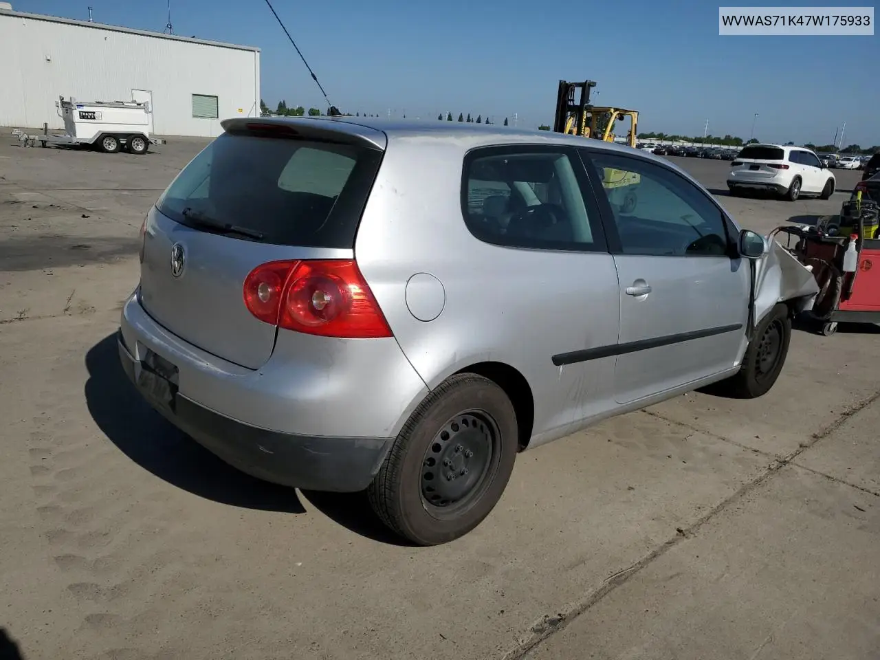 2007 Volkswagen Rabbit VIN: WVWAS71K47W175933 Lot: 55999395