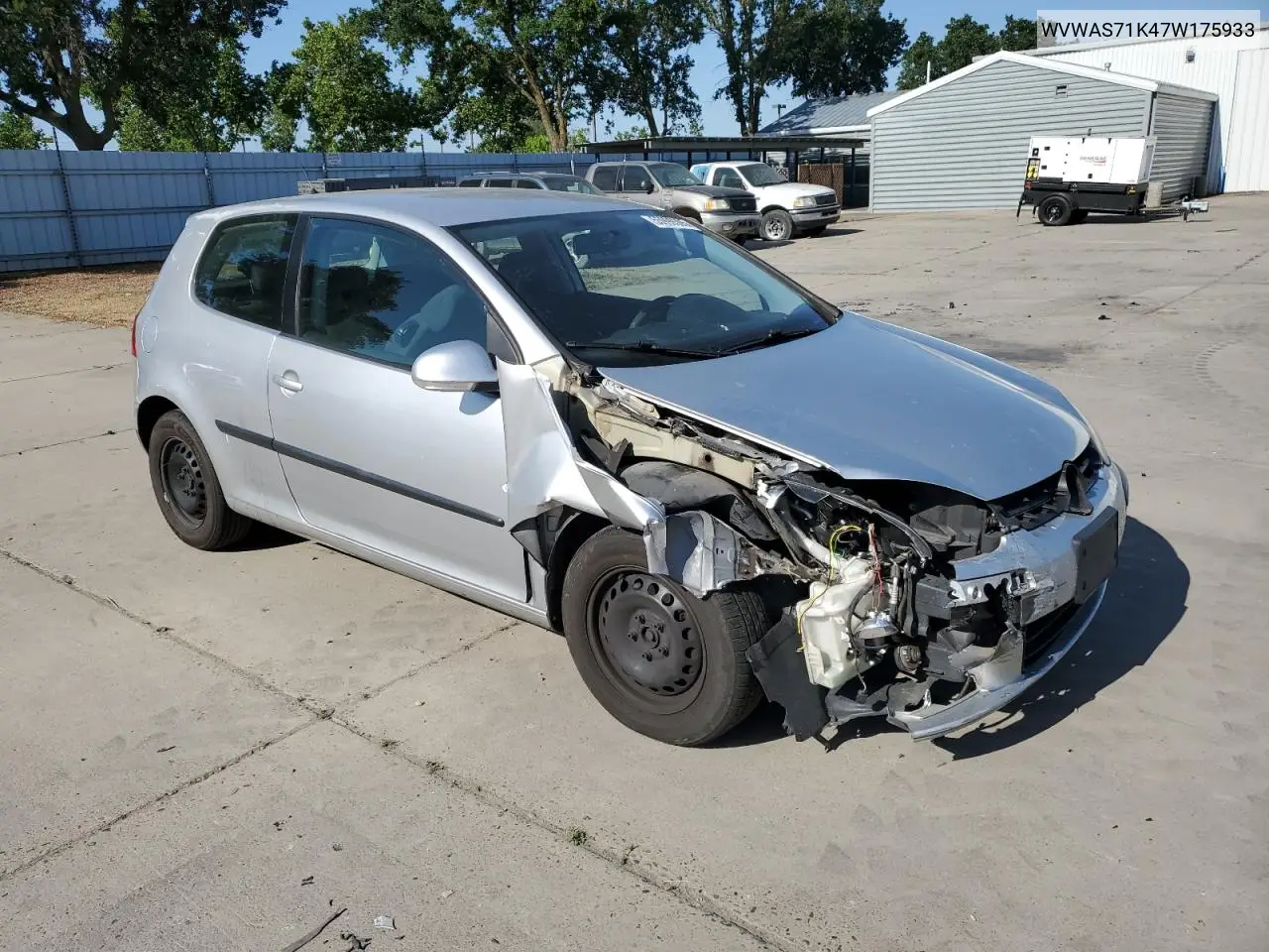 2007 Volkswagen Rabbit VIN: WVWAS71K47W175933 Lot: 55999395