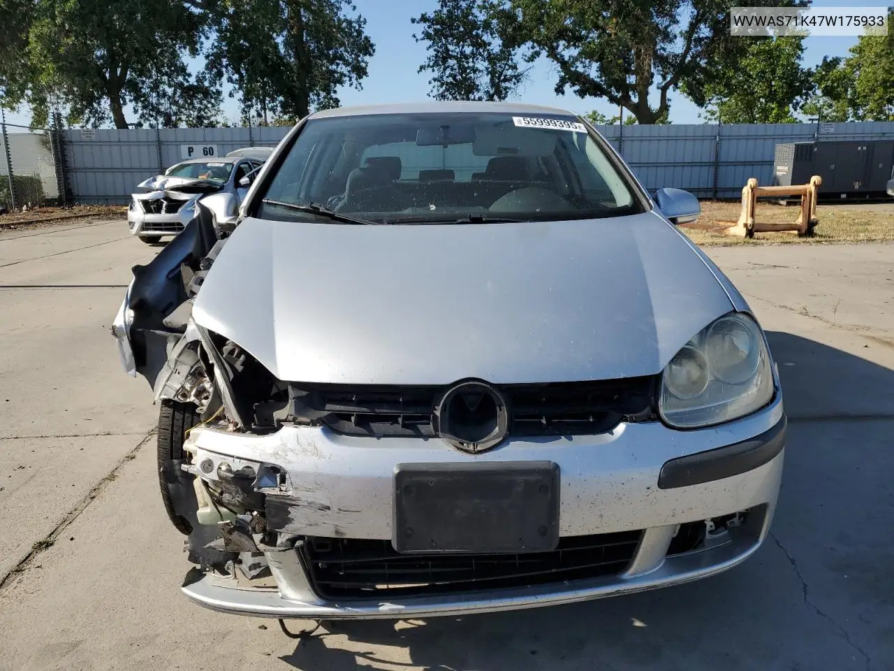 2007 Volkswagen Rabbit VIN: WVWAS71K47W175933 Lot: 55999395