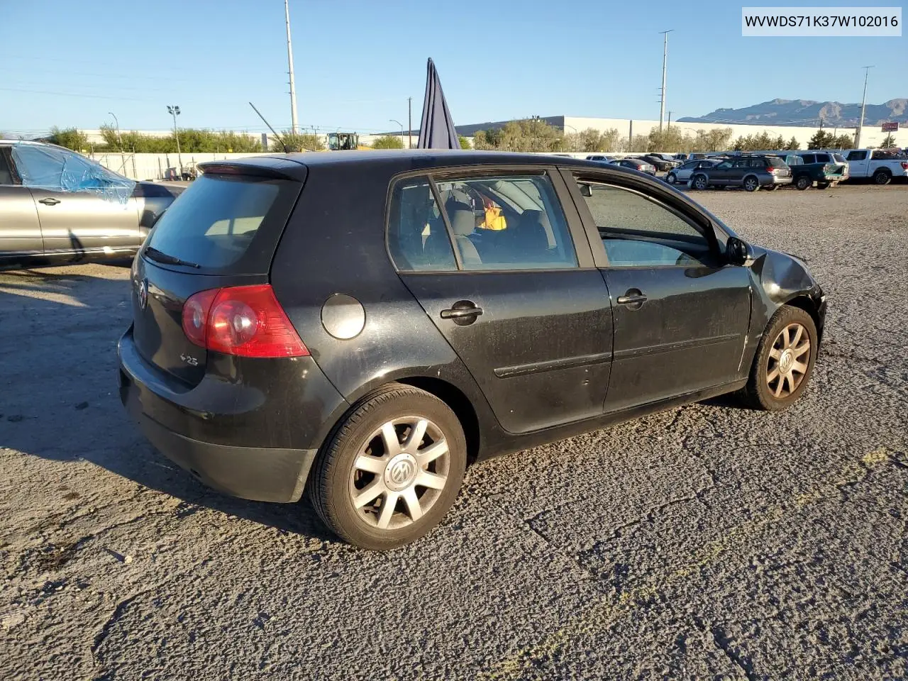 2007 Volkswagen Rabbit VIN: WVWDS71K37W102016 Lot: 56430335