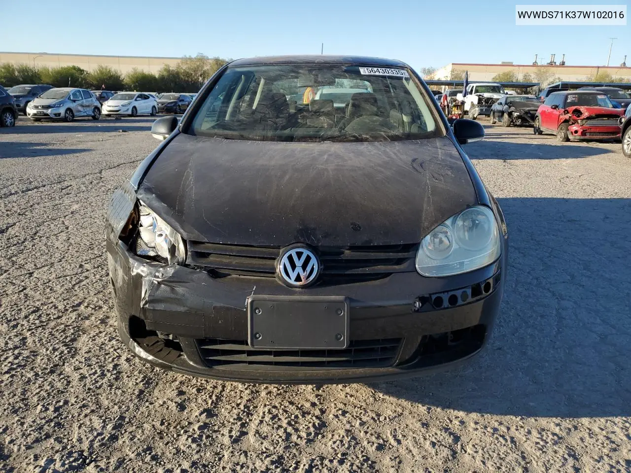 2007 Volkswagen Rabbit VIN: WVWDS71K37W102016 Lot: 56430335