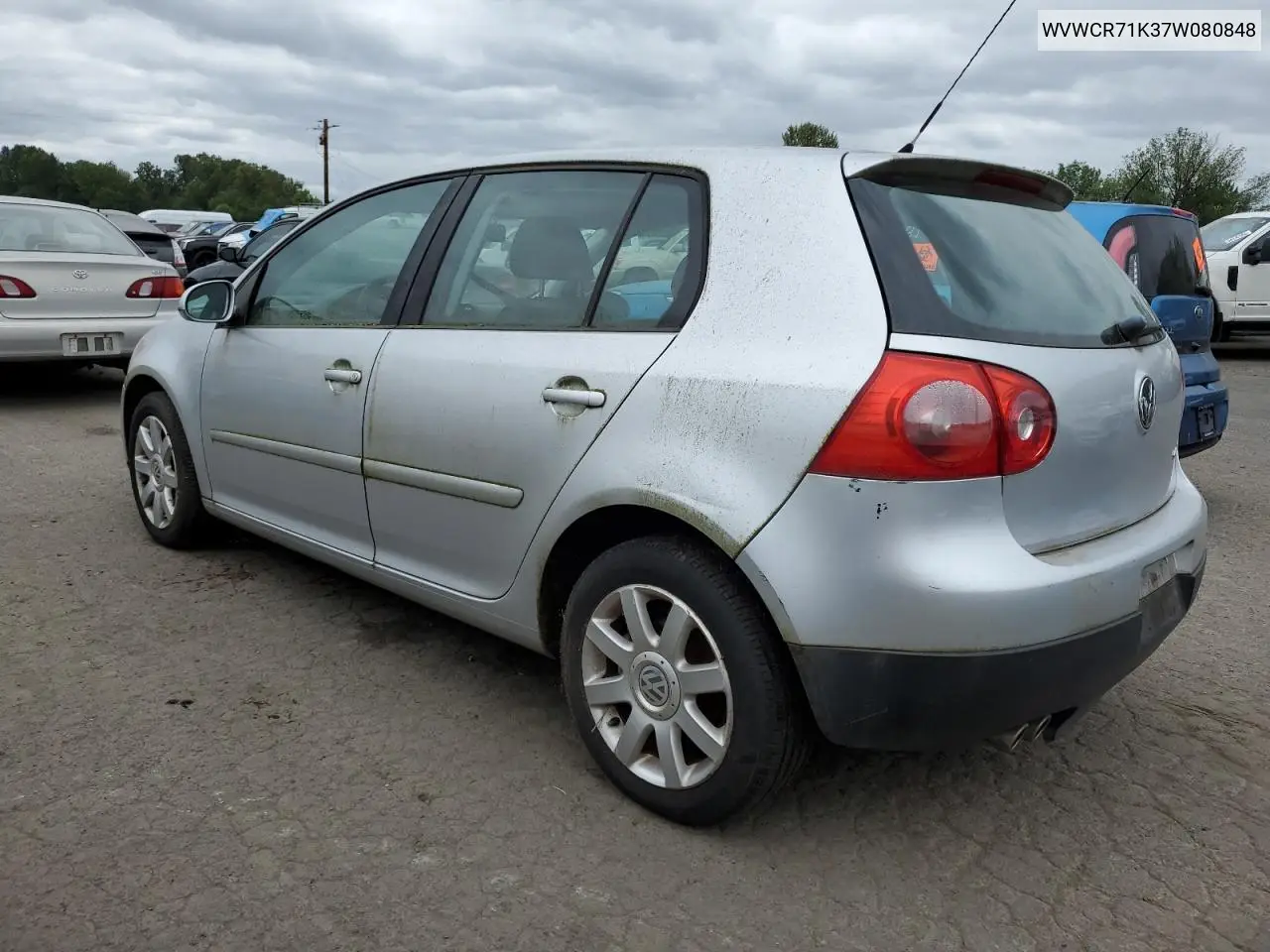 2007 Volkswagen Rabbit VIN: WVWCR71K37W080848 Lot: 60761815