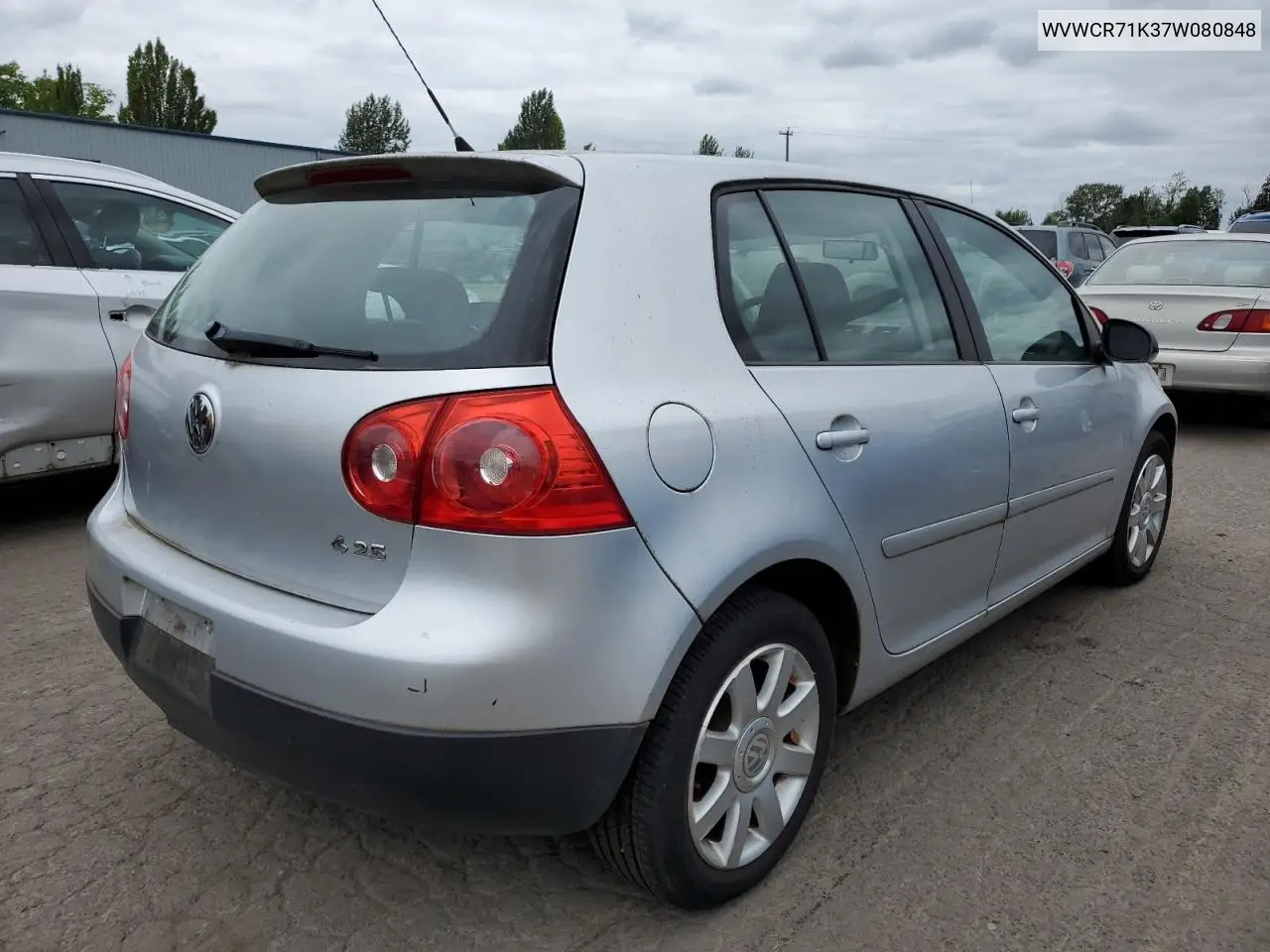 2007 Volkswagen Rabbit VIN: WVWCR71K37W080848 Lot: 60761815
