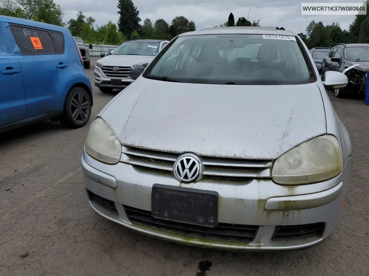 2007 Volkswagen Rabbit VIN: WVWCR71K37W080848 Lot: 60761815