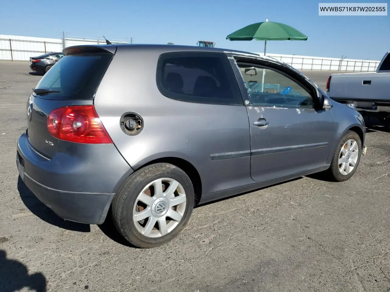 2007 Volkswagen Rabbit VIN: WVWBS71K87W202555 Lot: 60944105