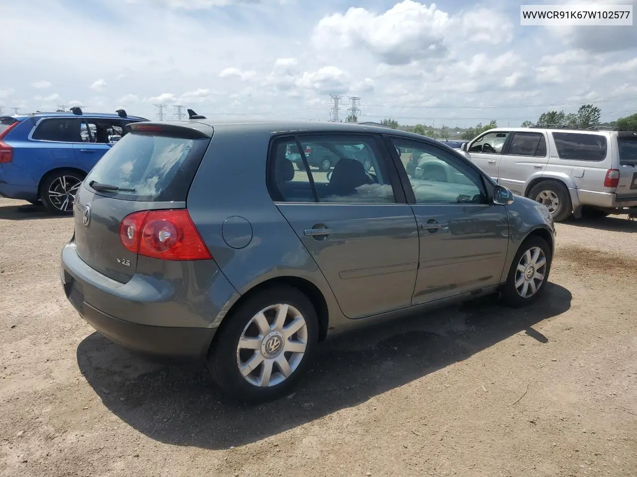 2007 Volkswagen Rabbit VIN: WVWCR91K67W102577 Lot: 61670645