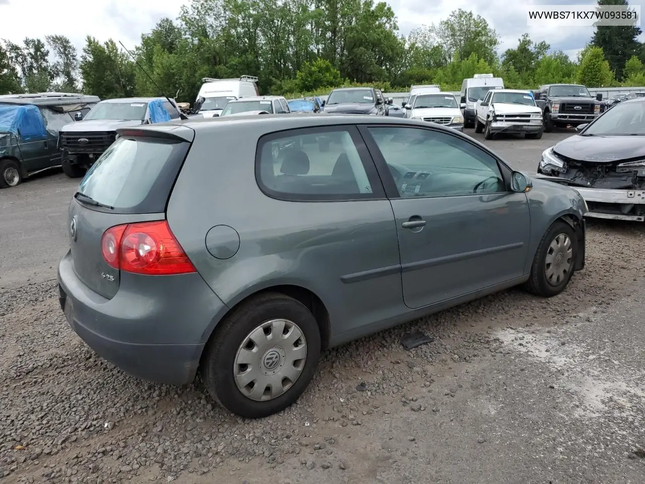 2007 Volkswagen Rabbit VIN: WVWBS71KX7W093581 Lot: 62198235