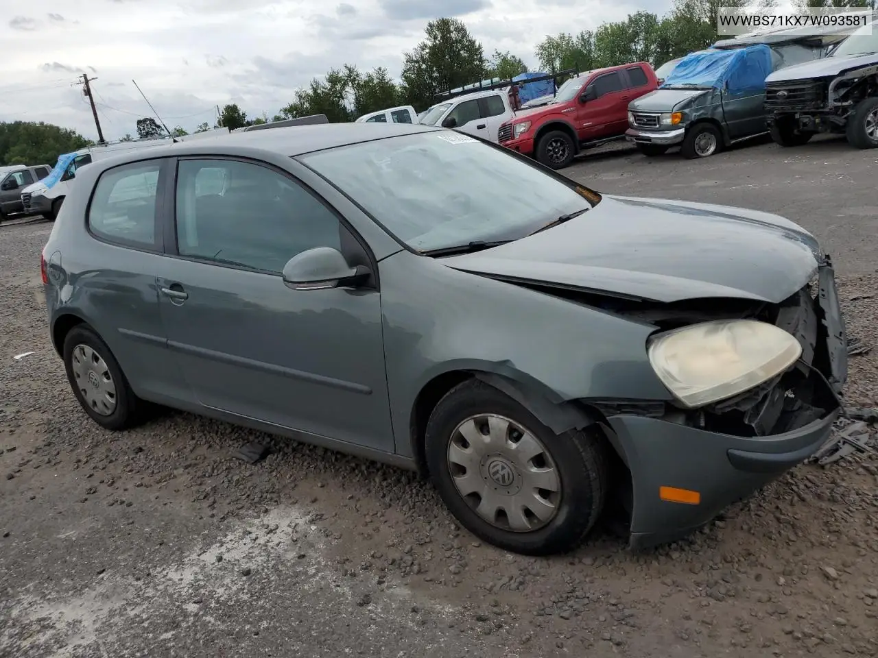 2007 Volkswagen Rabbit VIN: WVWBS71KX7W093581 Lot: 62198235