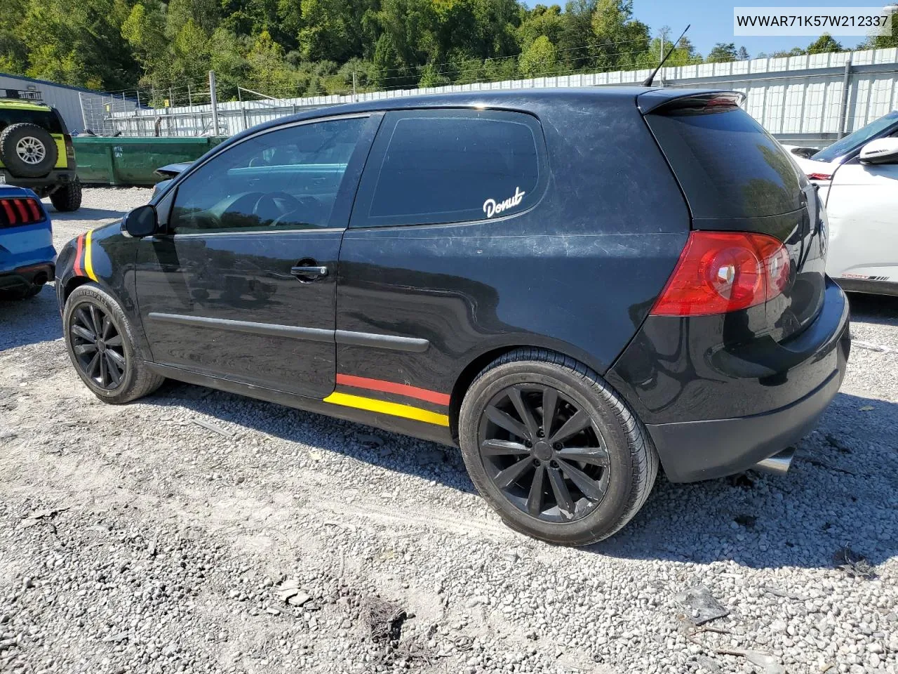 2007 Volkswagen Rabbit VIN: WVWAR71K57W212337 Lot: 70983594