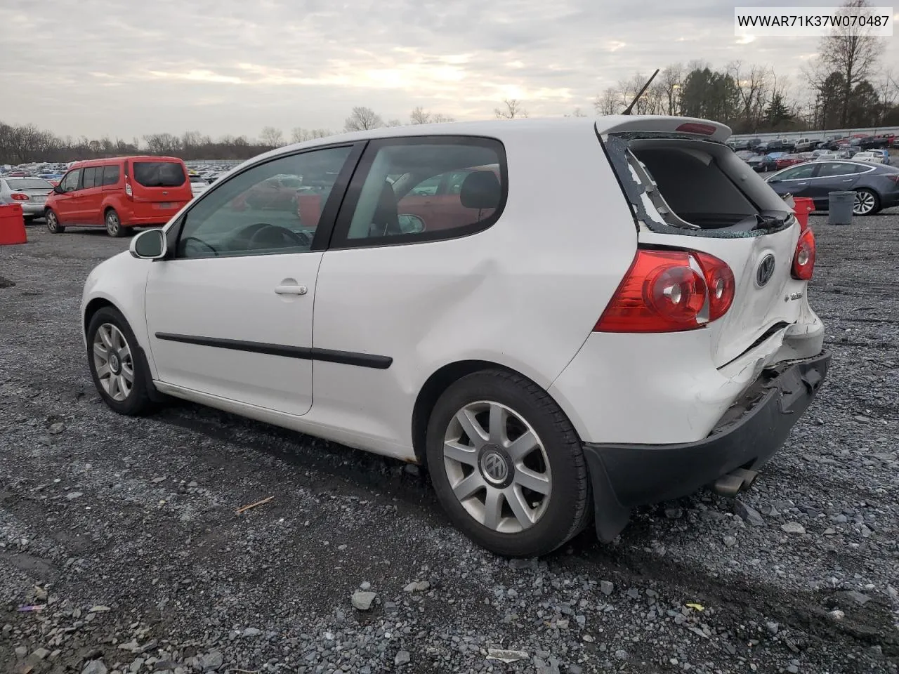 2007 Volkswagen Rabbit VIN: WVWAR71K37W070487 Lot: 82368384