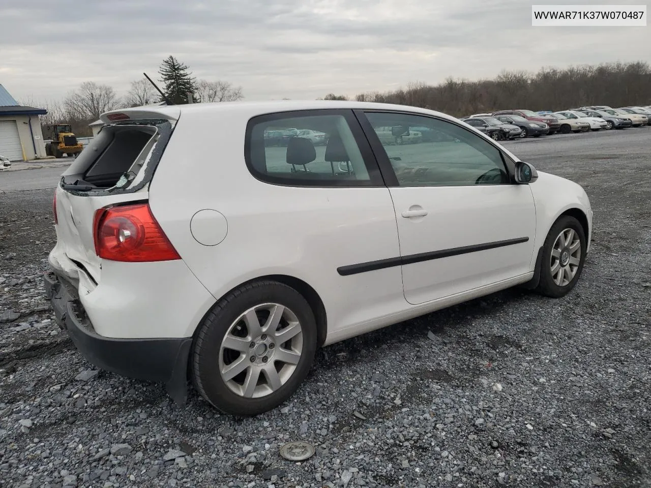 2007 Volkswagen Rabbit VIN: WVWAR71K37W070487 Lot: 82368384