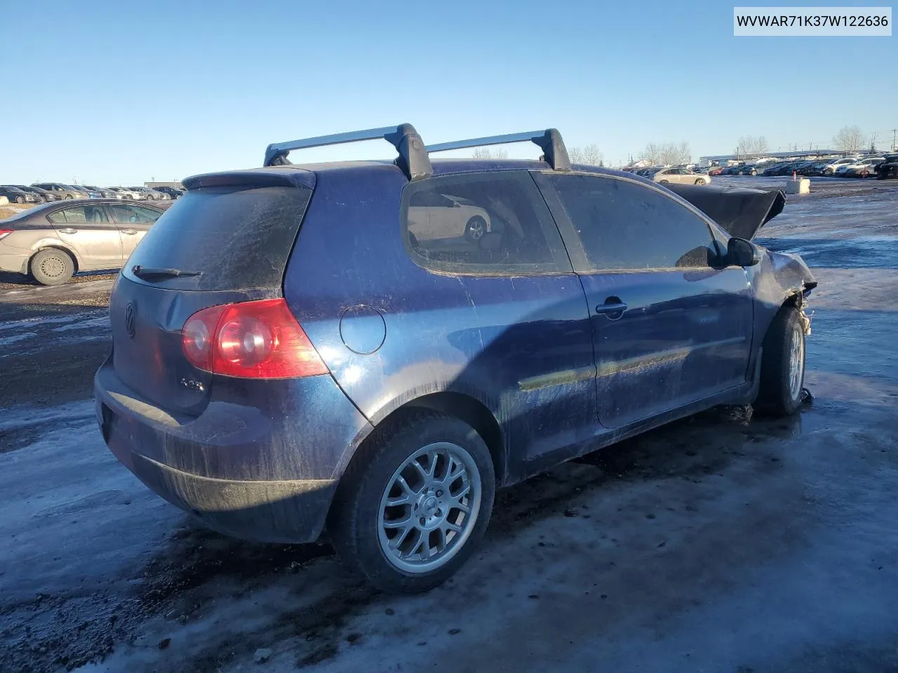 2007 Volkswagen Rabbit VIN: WVWAR71K37W122636 Lot: 85925044
