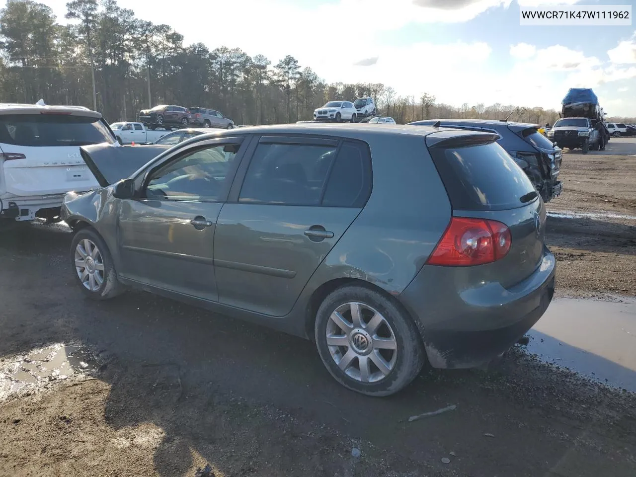 2007 Volkswagen Rabbit VIN: WVWCR71K47W111962 Lot: 86993684