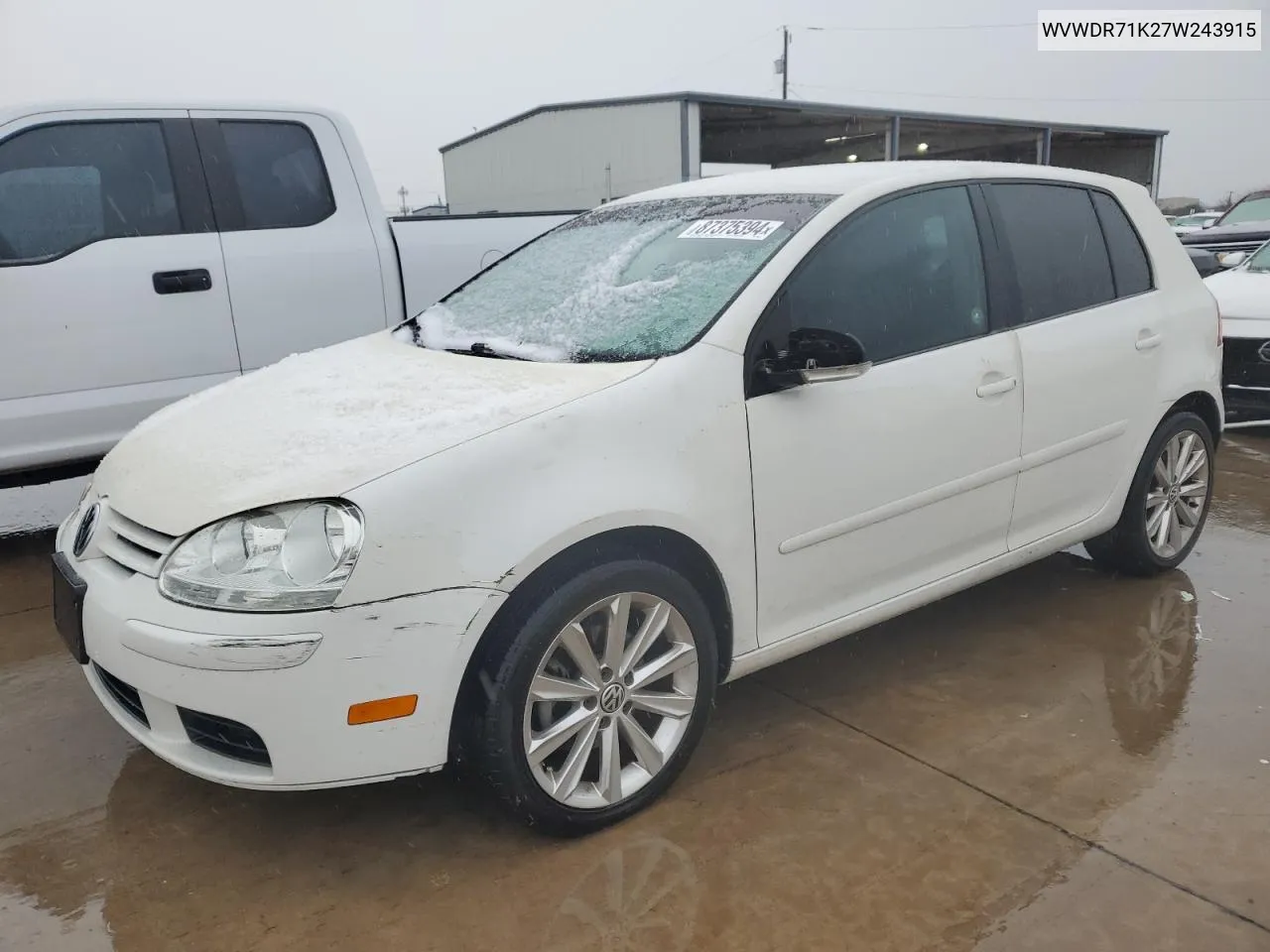 2007 Volkswagen Rabbit VIN: WVWDR71K27W243915 Lot: 87375394