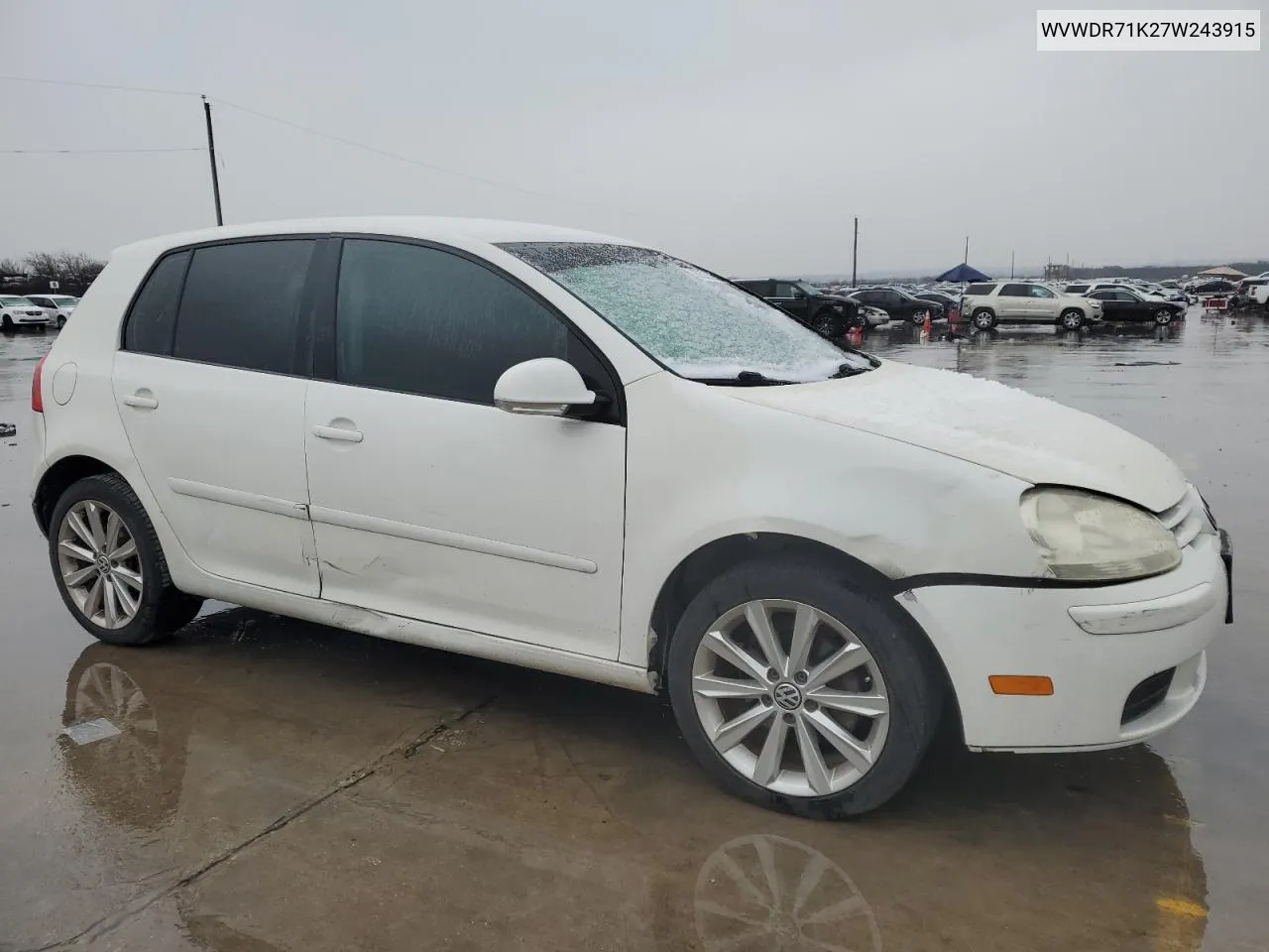 2007 Volkswagen Rabbit VIN: WVWDR71K27W243915 Lot: 87375394