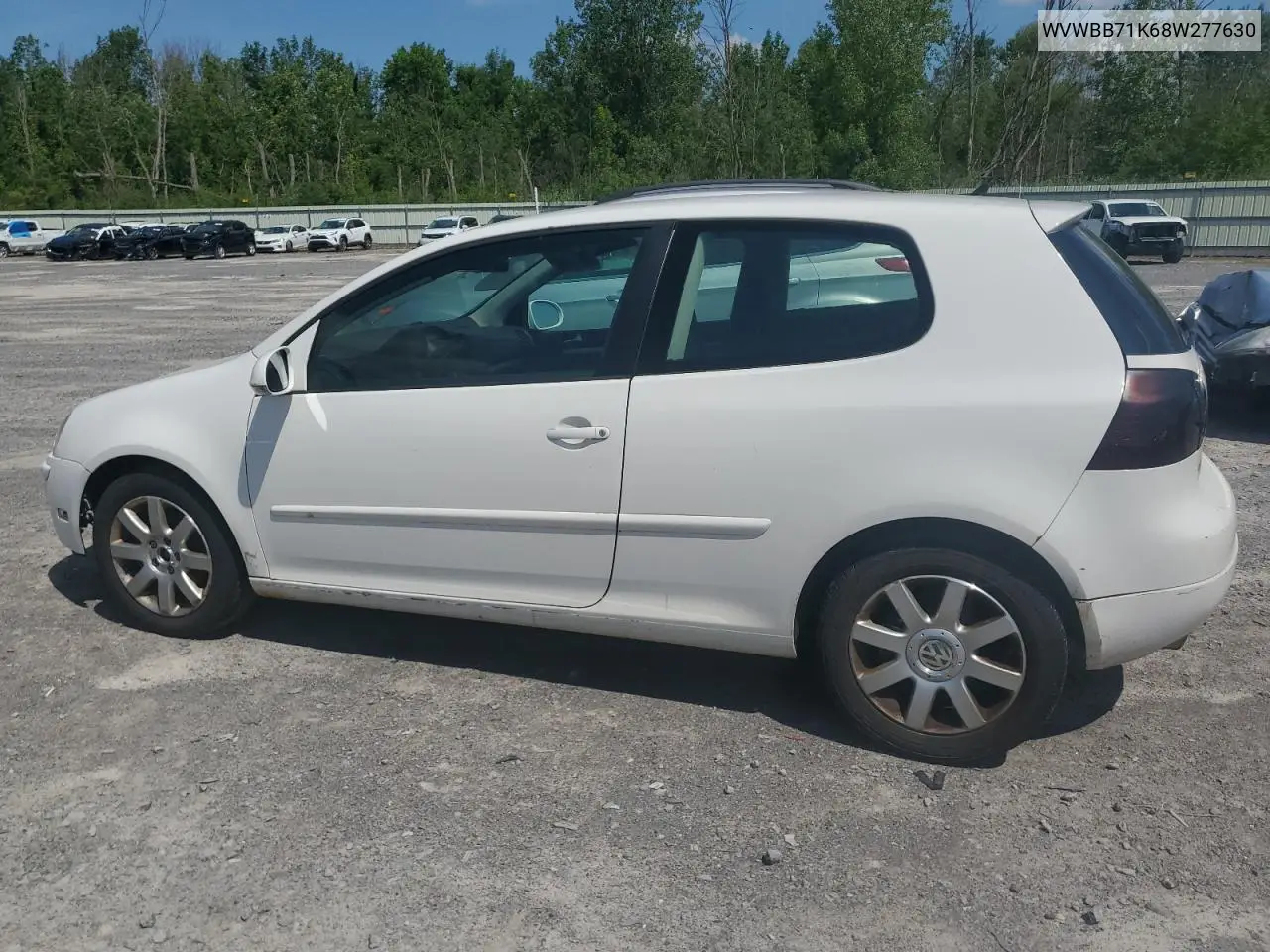 2008 Volkswagen Rabbit VIN: WVWBB71K68W277630 Lot: 63021155