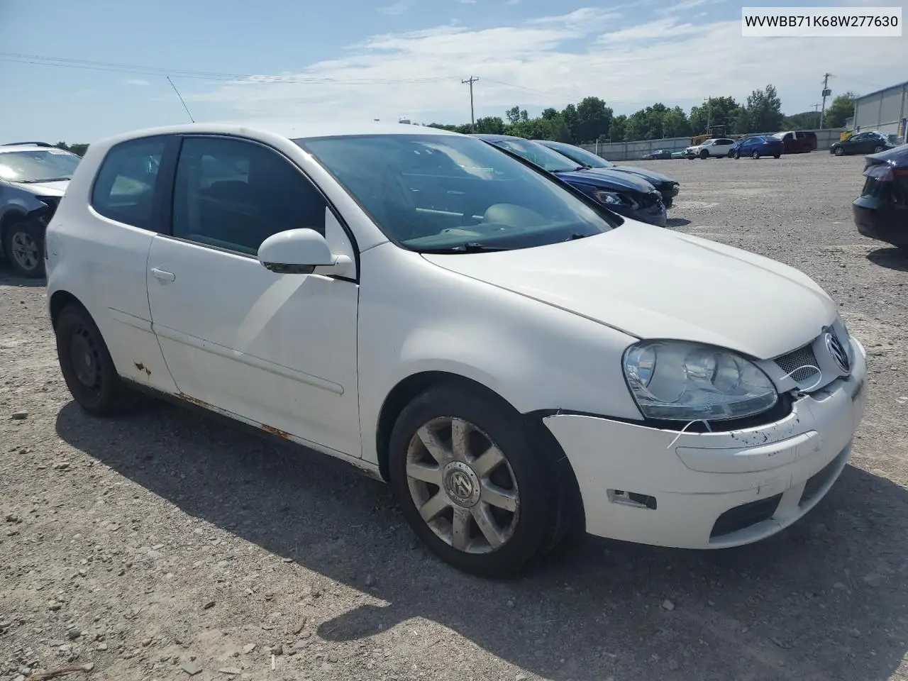 2008 Volkswagen Rabbit VIN: WVWBB71K68W277630 Lot: 63021155