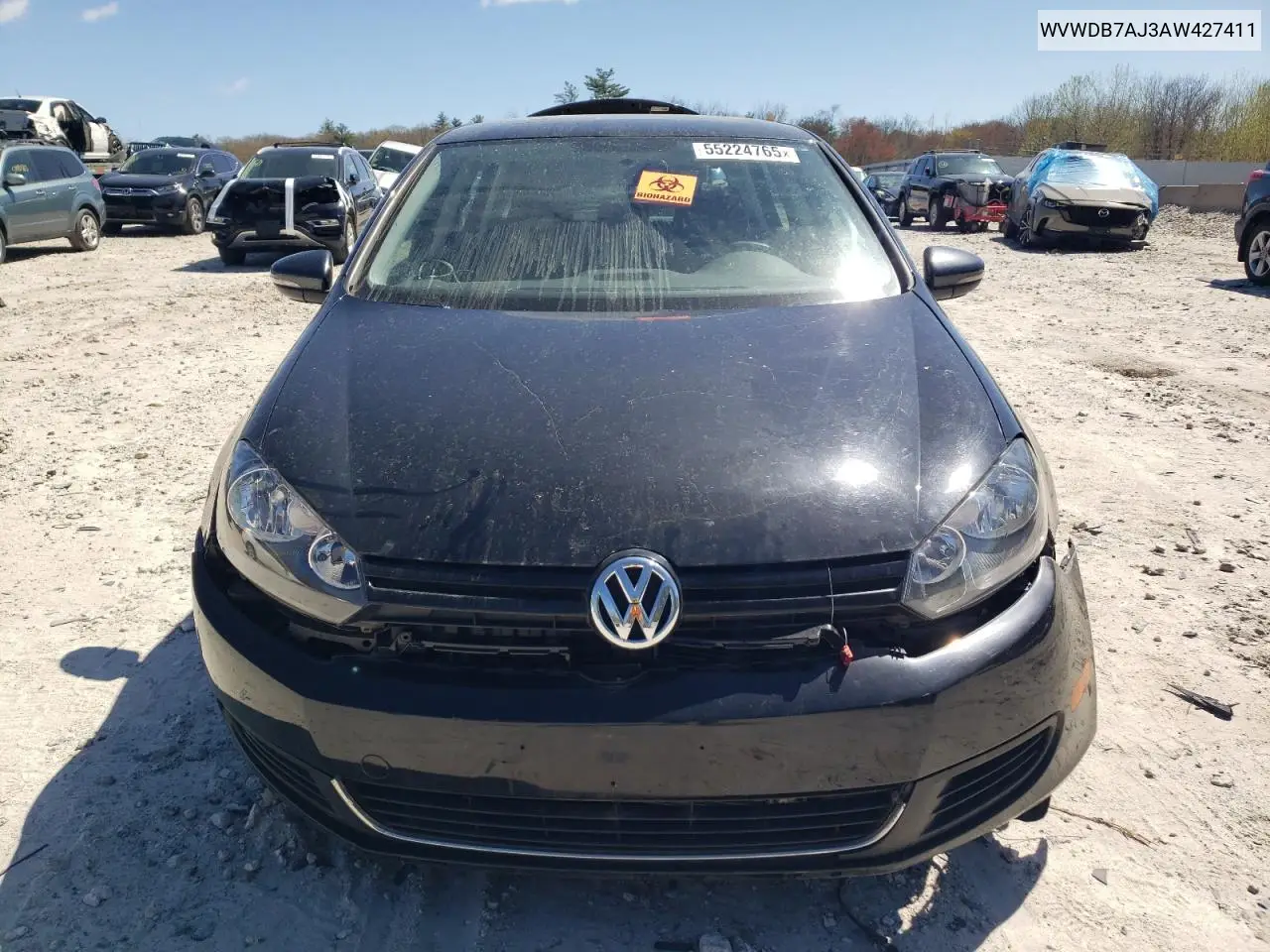2010 Volkswagen Golf VIN: WVWDB7AJ3AW427411 Lot: 55224765