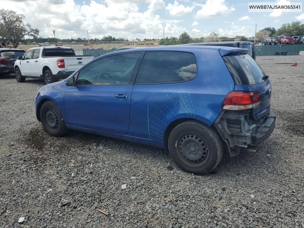2010 Volkswagen Golf VIN: WVWBB7AJ5AW365341 Lot: 62310855