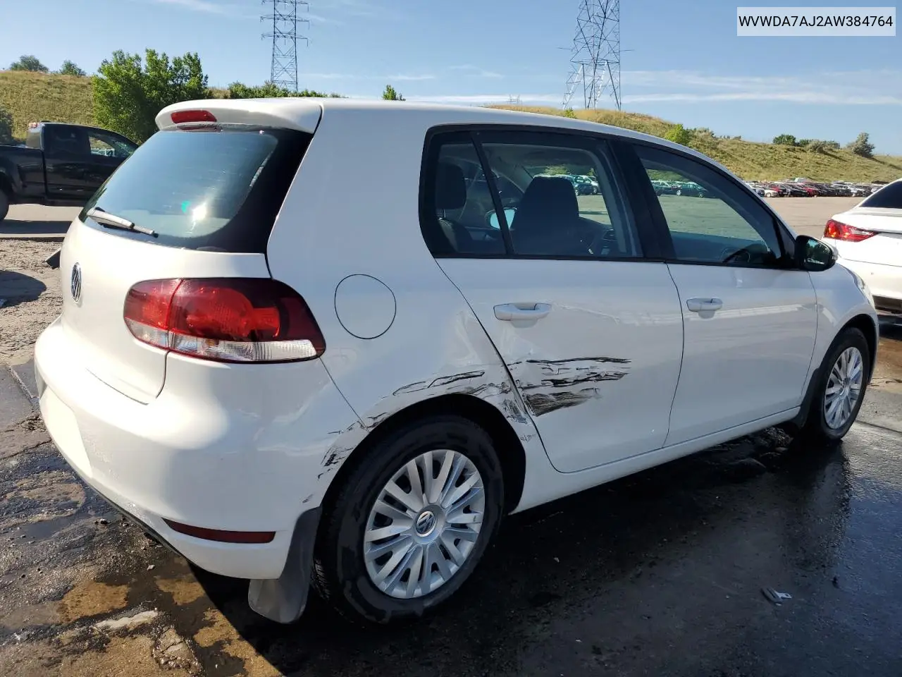 2010 Volkswagen Golf VIN: WVWDA7AJ2AW384764 Lot: 63480635