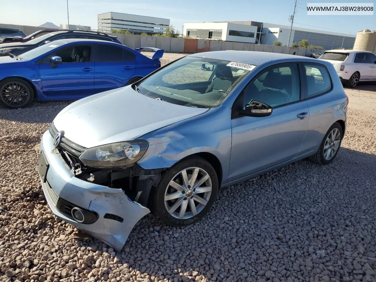 2011 Volkswagen Golf VIN: WVWMM7AJ3BW289008 Lot: 47688905