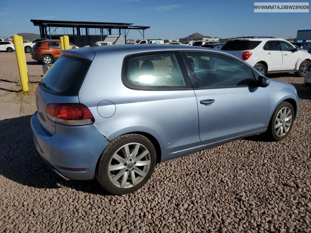 2011 Volkswagen Golf VIN: WVWMM7AJ3BW289008 Lot: 47688905
