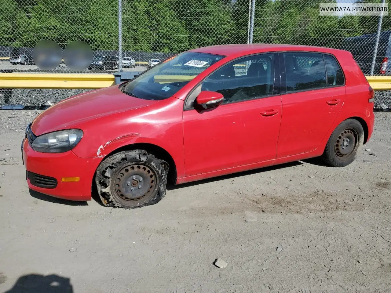 2011 Volkswagen Golf VIN: WVWDA7AJ4BW031038 Lot: 52196065