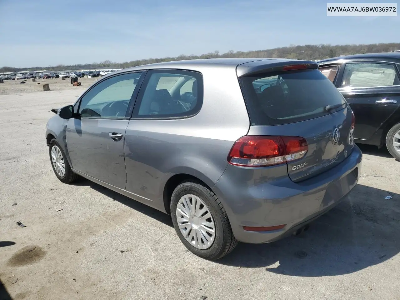 2011 Volkswagen Golf VIN: WVWAA7AJ6BW036972 Lot: 52315395