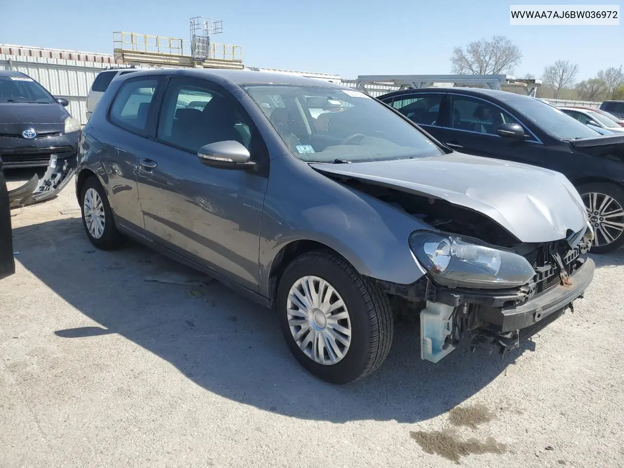 2011 Volkswagen Golf VIN: WVWAA7AJ6BW036972 Lot: 52315395