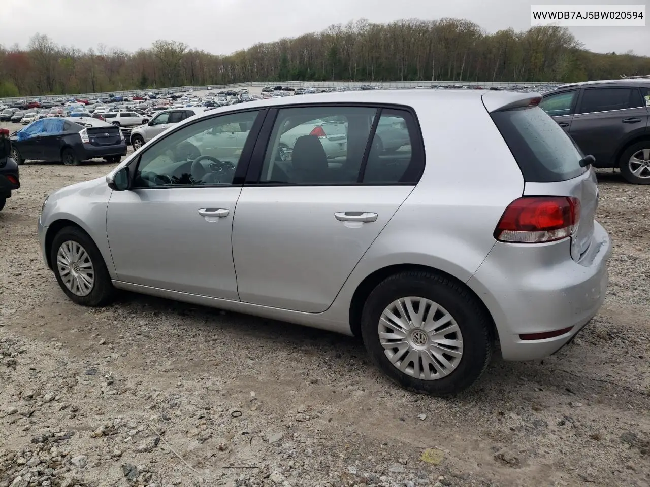 2011 Volkswagen Golf VIN: WVWDB7AJ5BW020594 Lot: 55395445