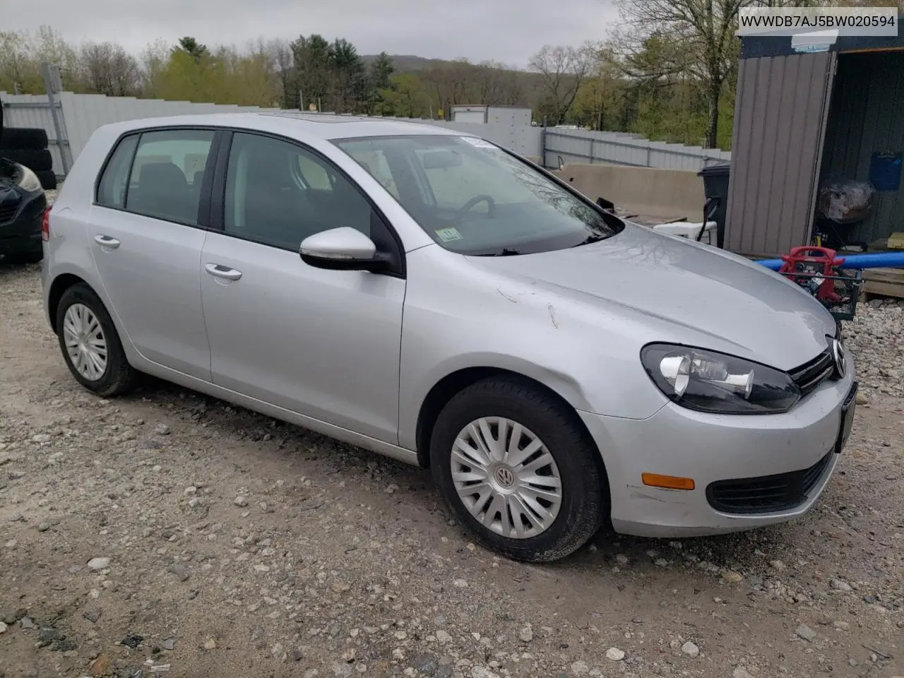 2011 Volkswagen Golf VIN: WVWDB7AJ5BW020594 Lot: 55395445